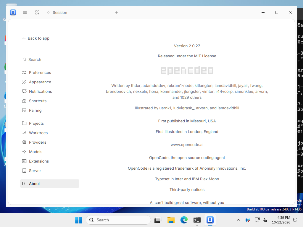 About page opened from Help on Windows