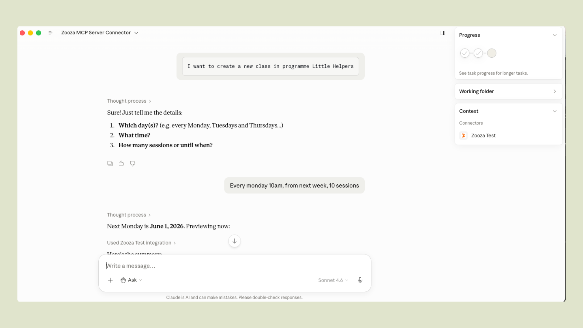 Create a new class in Claude