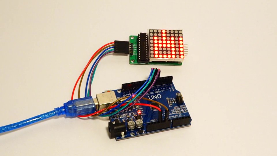 Arduino board and LED matrix