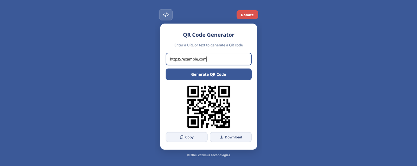 QR Code Generator extension interface