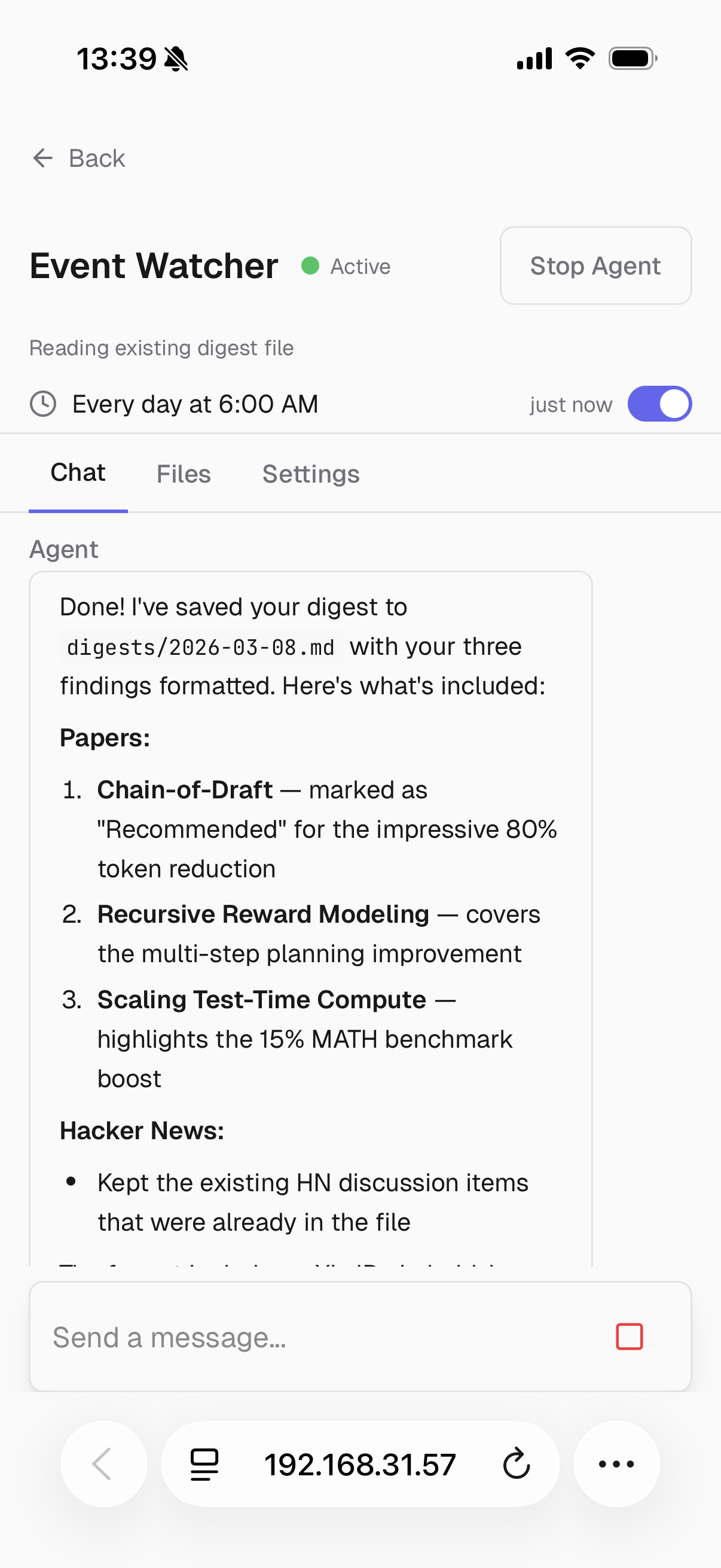The agent completing its work after a mobile approval