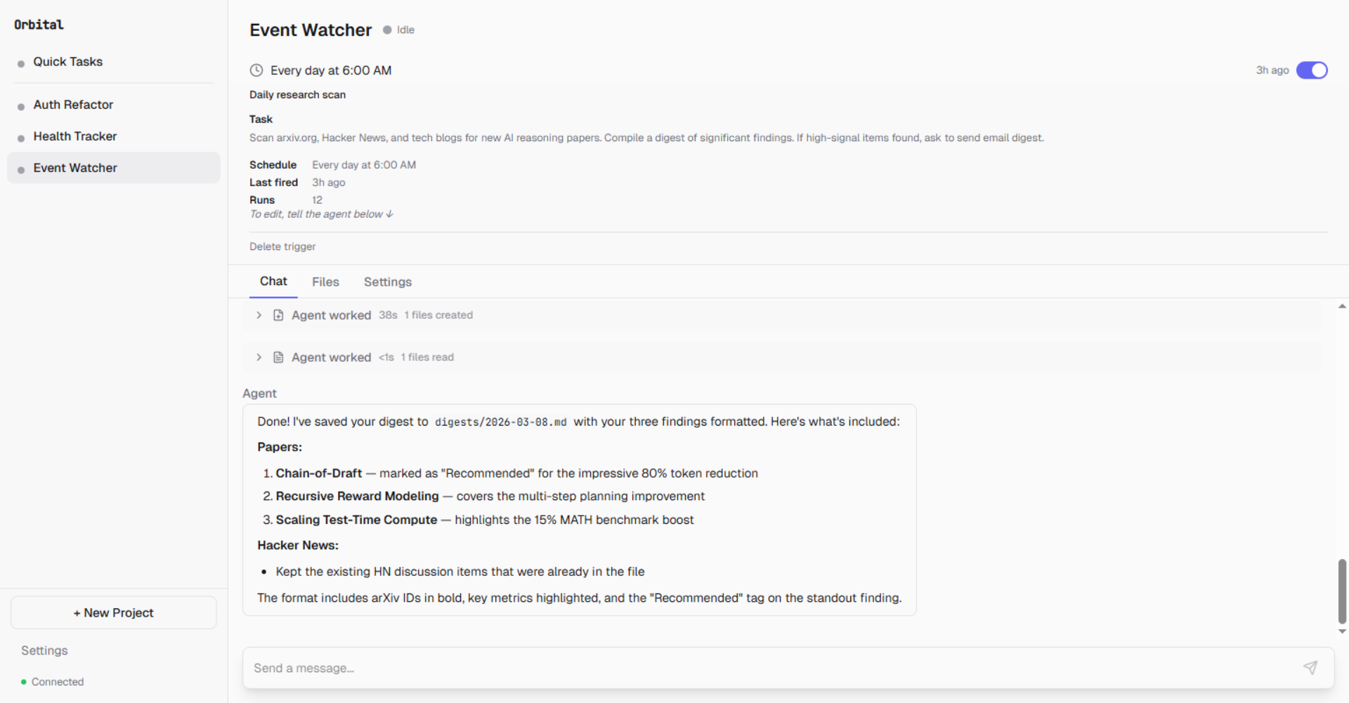 Scheduled trigger — daily research scan at 6 AM