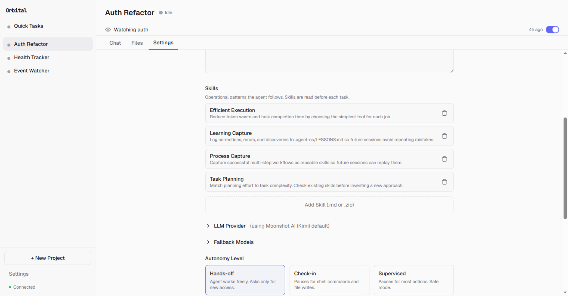 Skills — operational patterns the agent follows