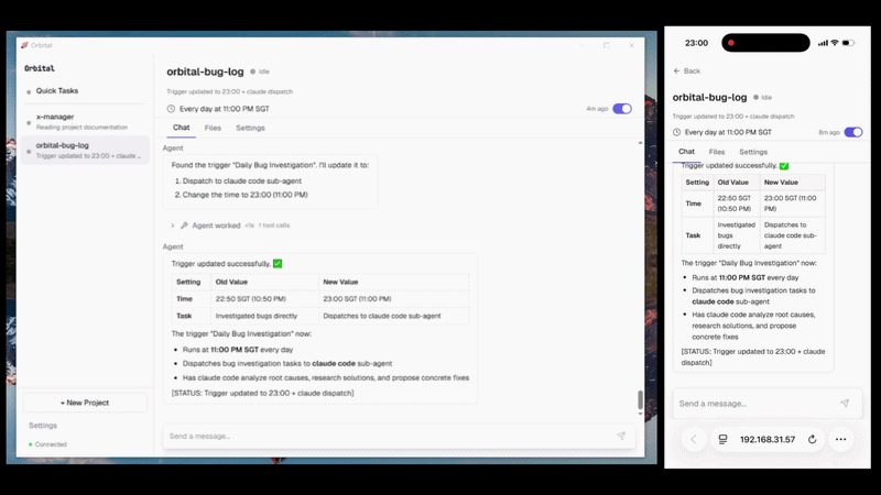 Autonomous agent dispatching work to Claude Code on a scheduled trigger