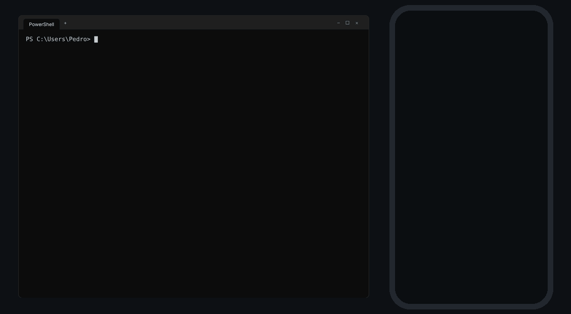 the terminal shows a QR, the phone sends files and they show up on the PC