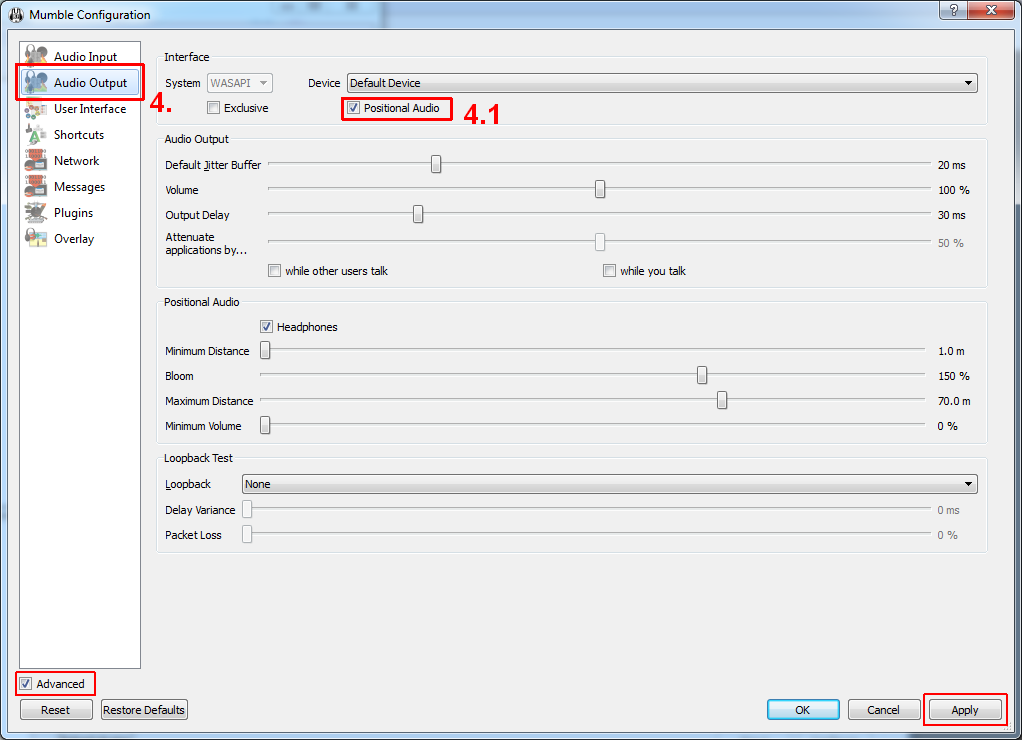 mumble 1.2.19 push to talk settings