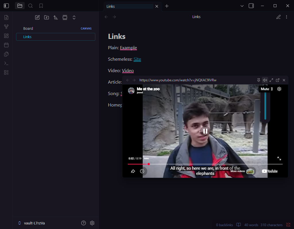 A video playing in the popover with the volume flyout open