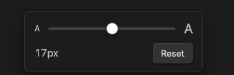 The font size slider