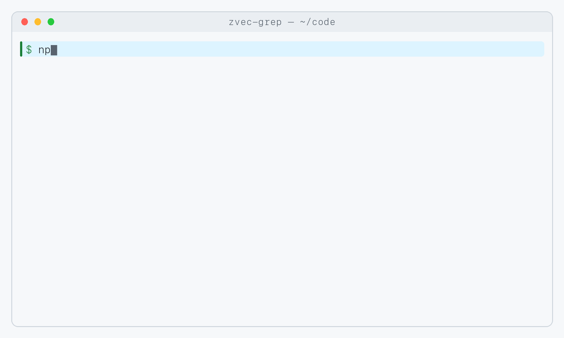 Install the agent integration, index a workspace, and let the agent search it with zvec-grep