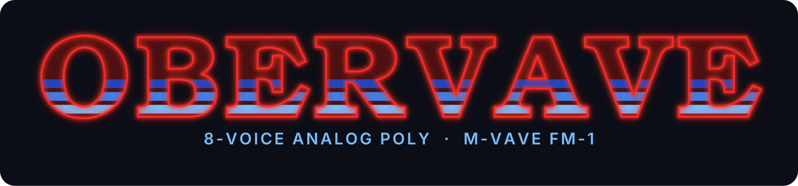 OberVave: the name in red glowing outlines, three blue bands through the lower half of the letters