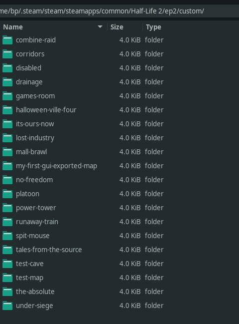 My custom/ directory with a bunch of maps