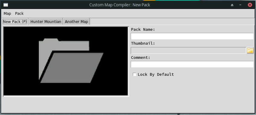 The custom map tool with a new pack tab.