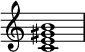  { \override Score.TimeSignature #'stencil = ##f \relative c' {    \clef treble \time 4/4   <c e gis b>1 } } 