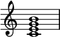  { \override Score.TimeSignature #'stencil = ##f \relative c' {    \clef treble \time 4/4   <c e g b>1 } } 