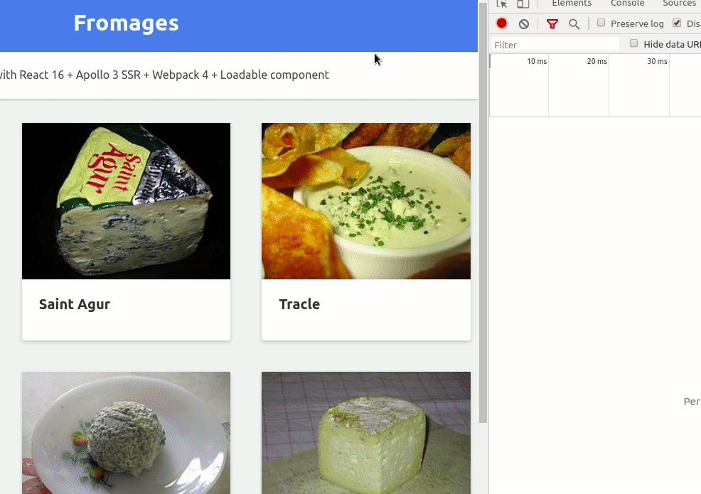 Fromages listing and view detail