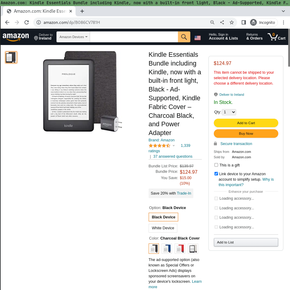 Restored Amazon page