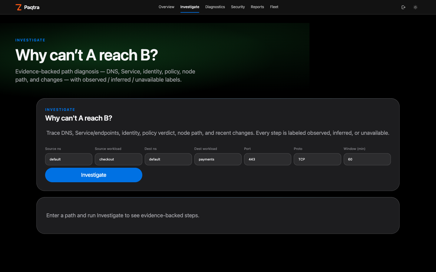 Path investigation — why can't A reach B?