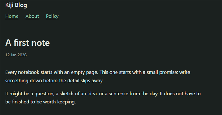 Kiji Blog screenshot