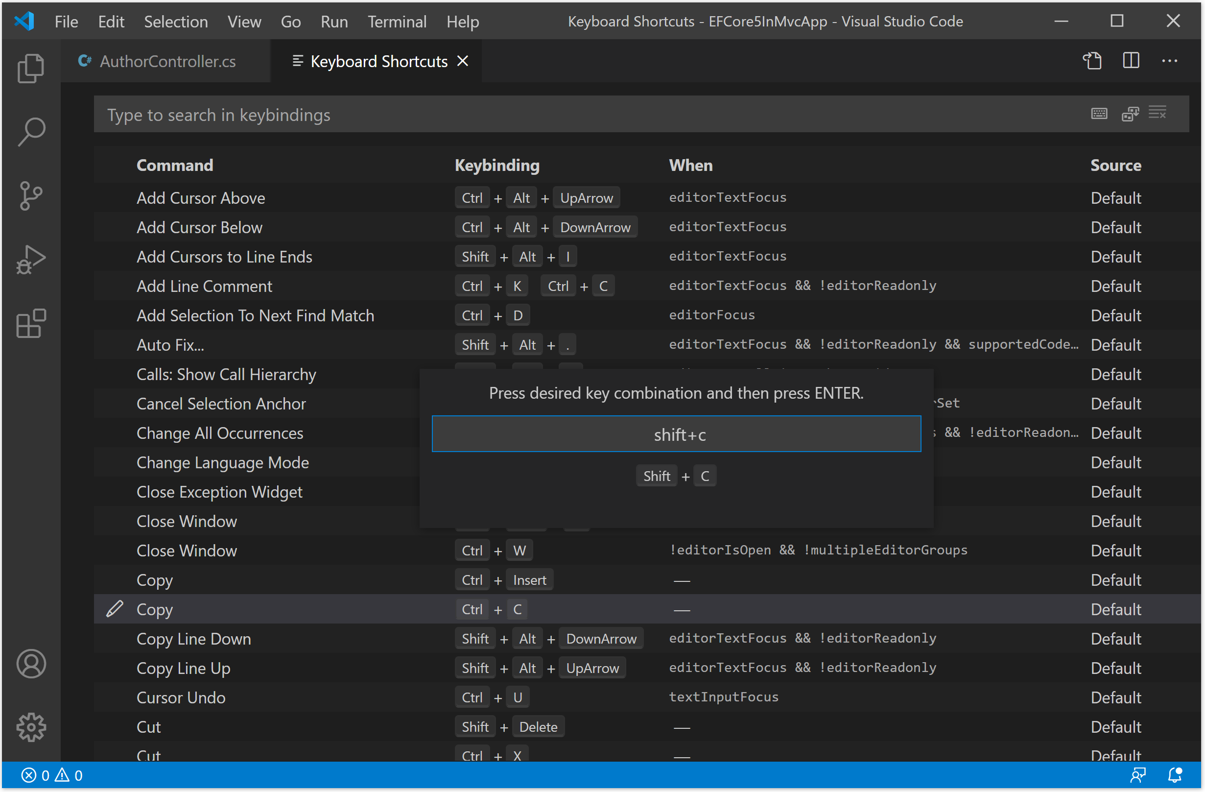 reset visual studio hotkeys