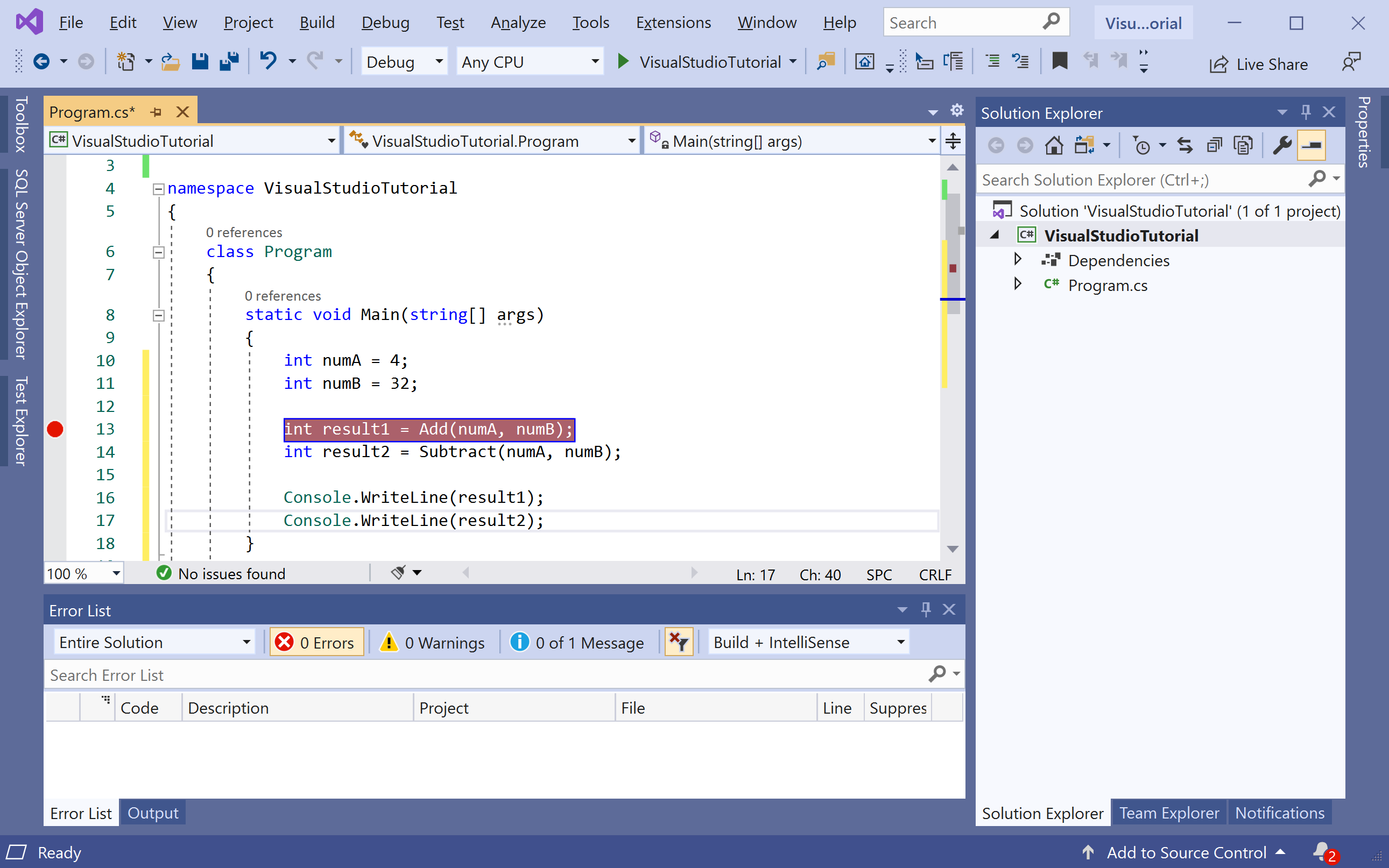 Visual Studio - Debugging in Visual Studio | visual-studio Tutorial